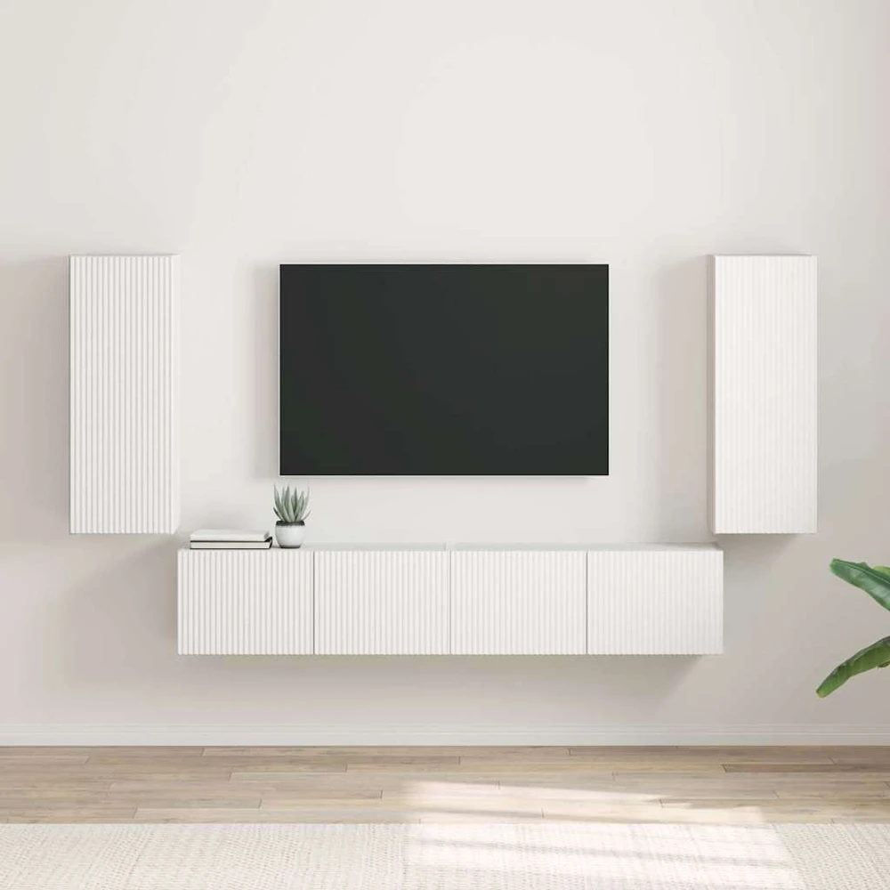 TV staliukas TV sieninė spintelė 2 vnt. Balta Apdirbta mediena