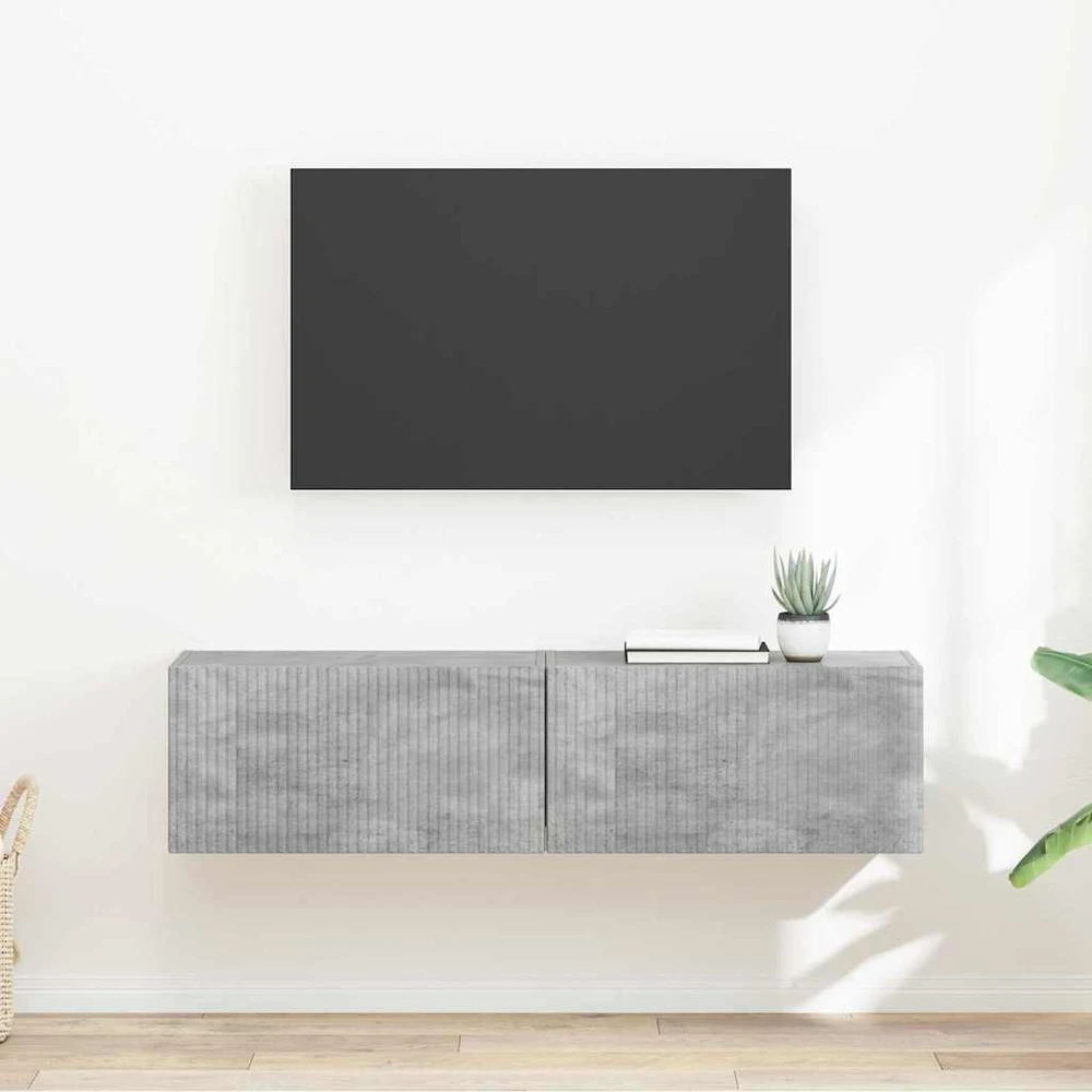 TV staliukas TV sieninė spintelė 2 vnt. Betono pilka Apdirbta mediena