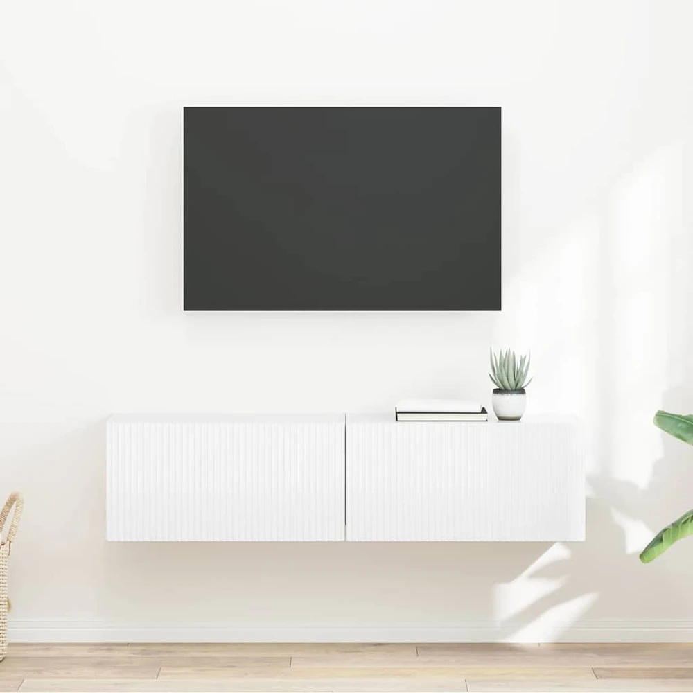 TV staliukas TV sieninė spintelė 2 vnt. Blizgus baltas Apdirbta mediena