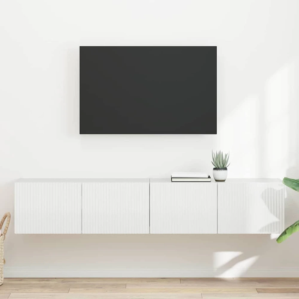 TV staliukas TV sieninė spintelė 2 vnt. Blizgus baltas Apdirbta mediena