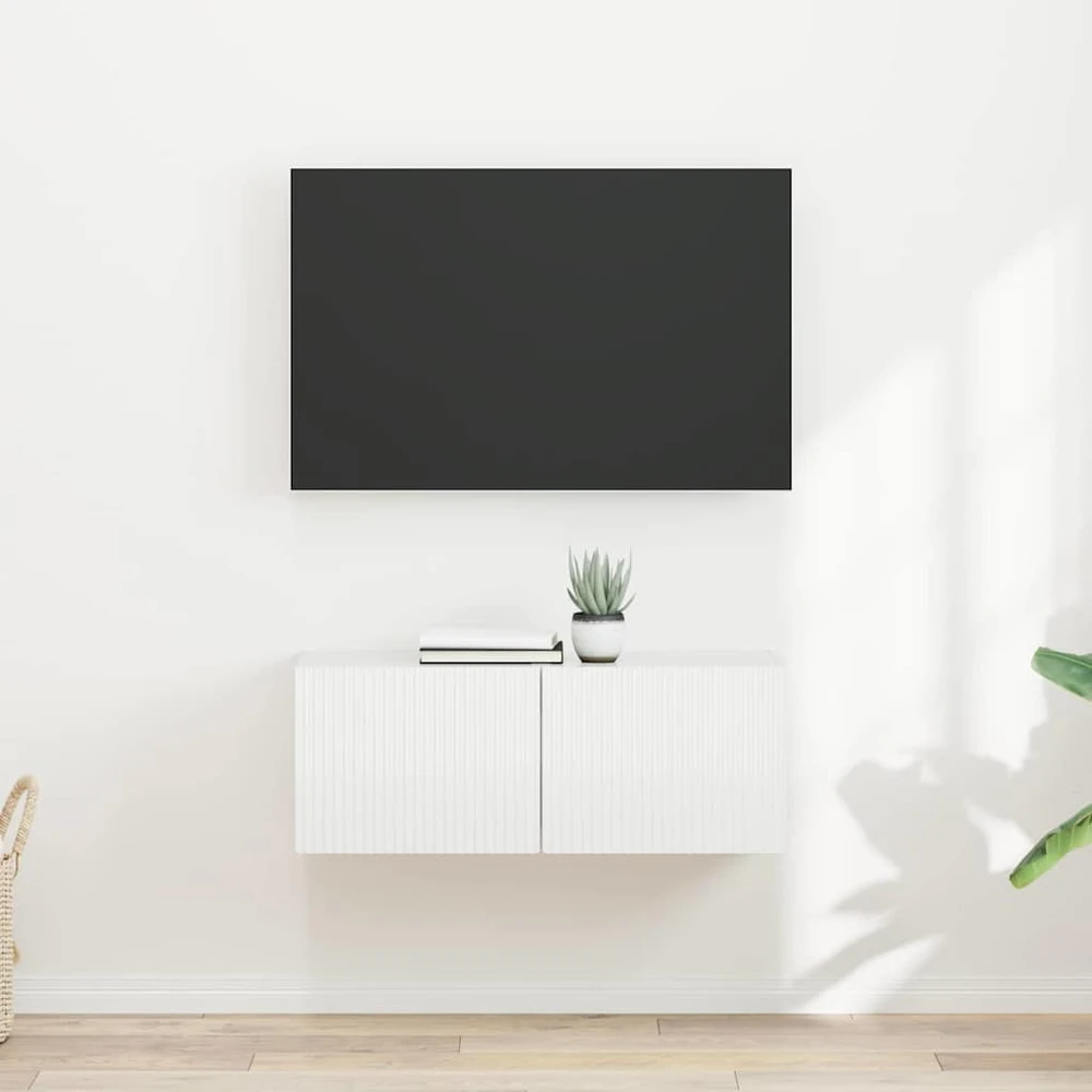 TV staliukas TV sieninė spintelė 2 vnt. Blizgus baltas Apdirbta mediena