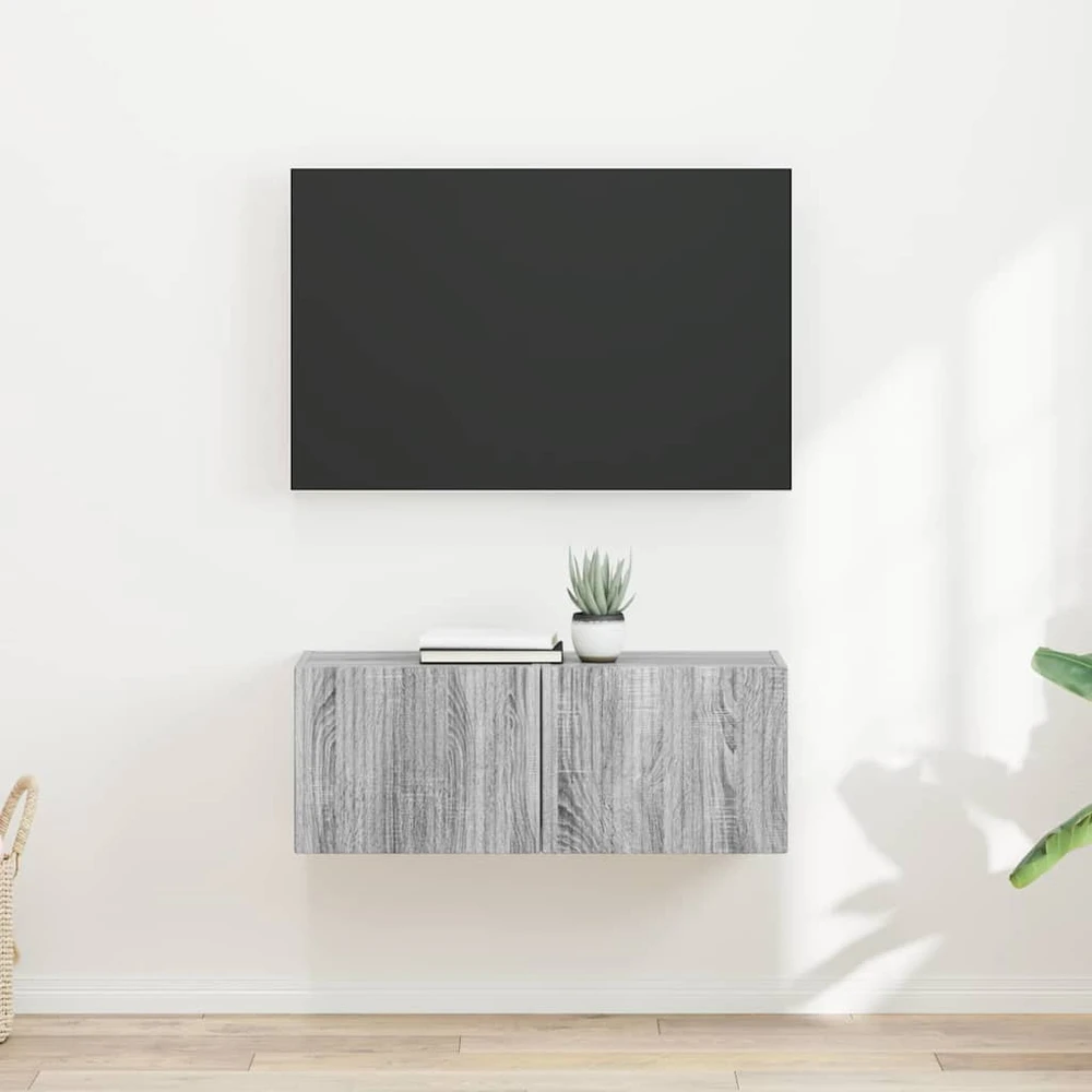 TV staliukas TV sieninė spintelė 2 vnt. Pilkas Sonoma Apdirbta mediena