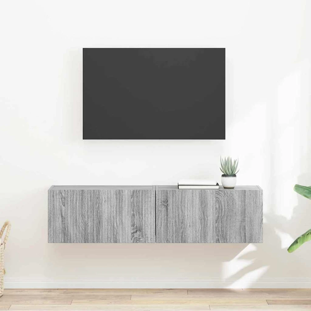 TV staliukas TV sieninė spintelė 2 vnt. Pilkas Sonoma Apdirbta mediena