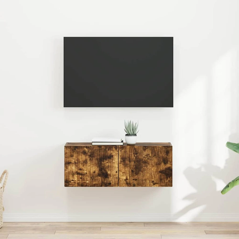 TV staliukas TV sieninė spintelė 2 vnt. Rūkyta ąžuolas Apdirbta mediena