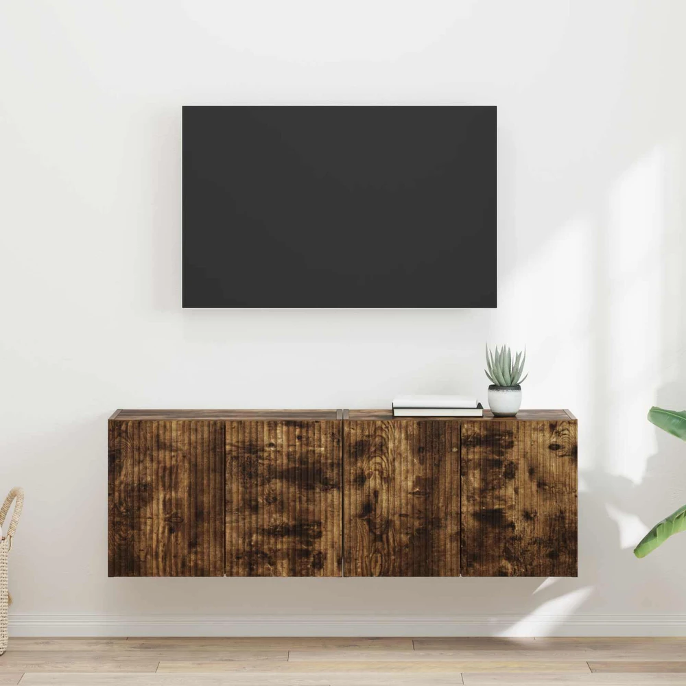 TV staliukas TV sieninė spintelė 2 vnt. Rūkyta ąžuolas Apdirbta mediena