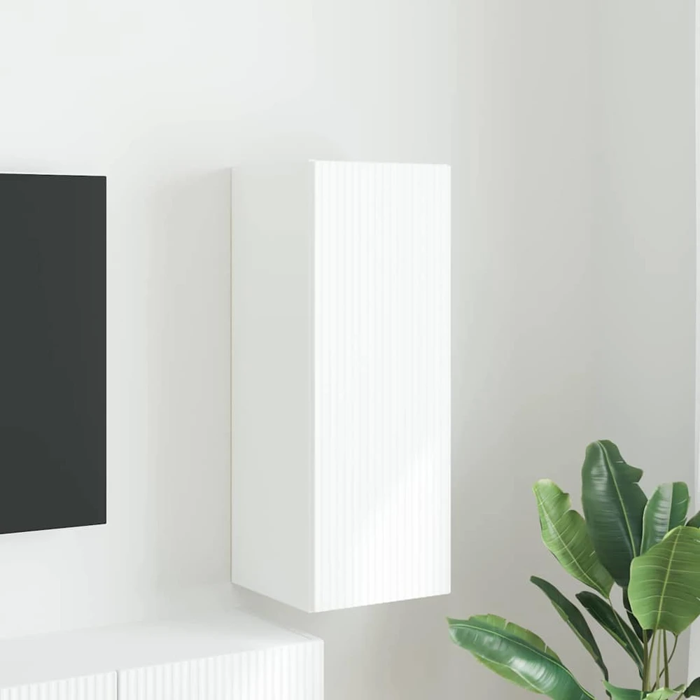 TV staliukas TV sieninė spintelė 30 x 31 x 80 cm Balta Apdirbta mediena