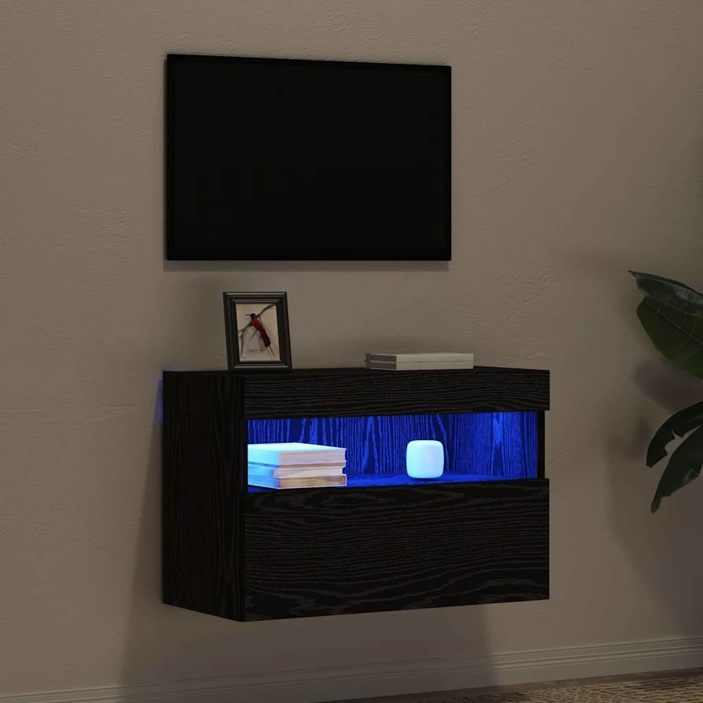 TV staliukas TV sieninė spintelė 60 x 30 x 40 cm juoda ąžuolo