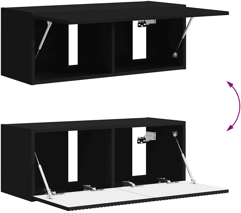 TV staliukas TV sieninė spintelė 78,5 x 31 x 29,5 cm Juoda Apdirbta mediena