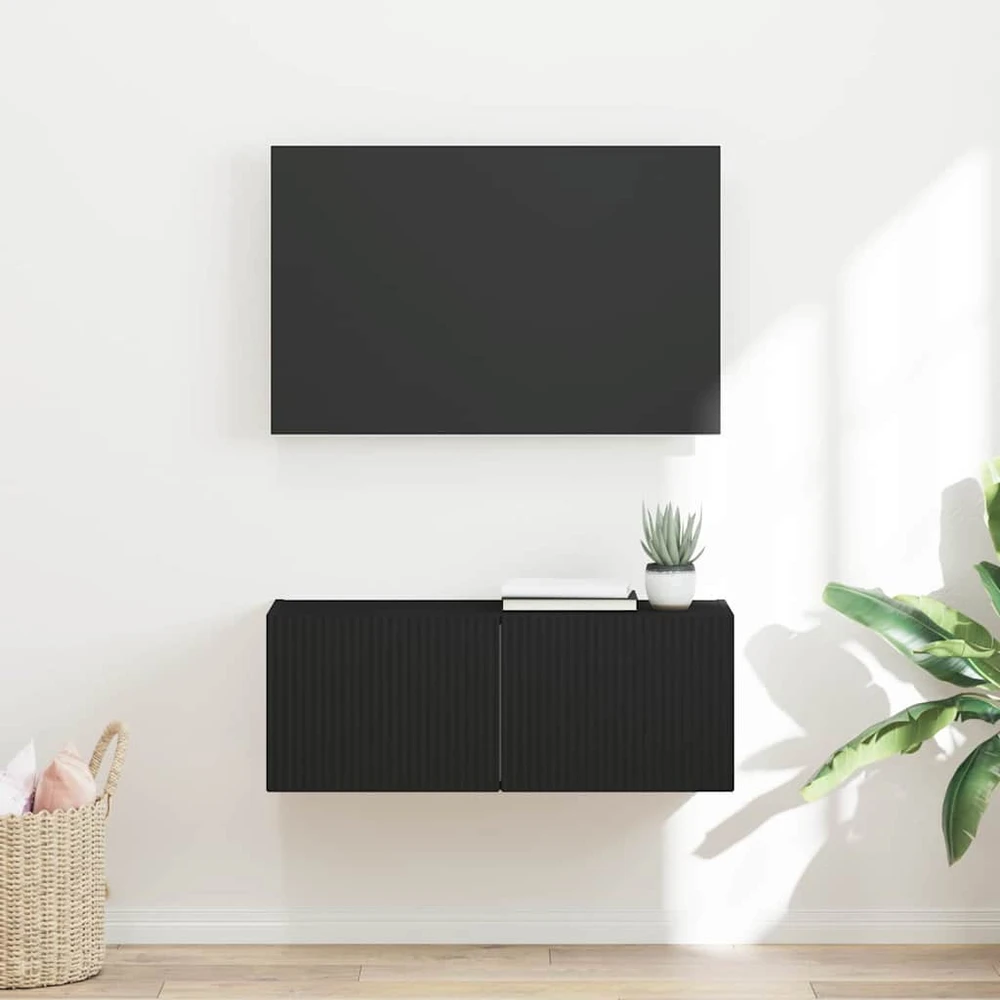 TV staliukas TV sieninė spintelė 78,5 x 31 x 29,5 cm Juoda Apdirbta mediena