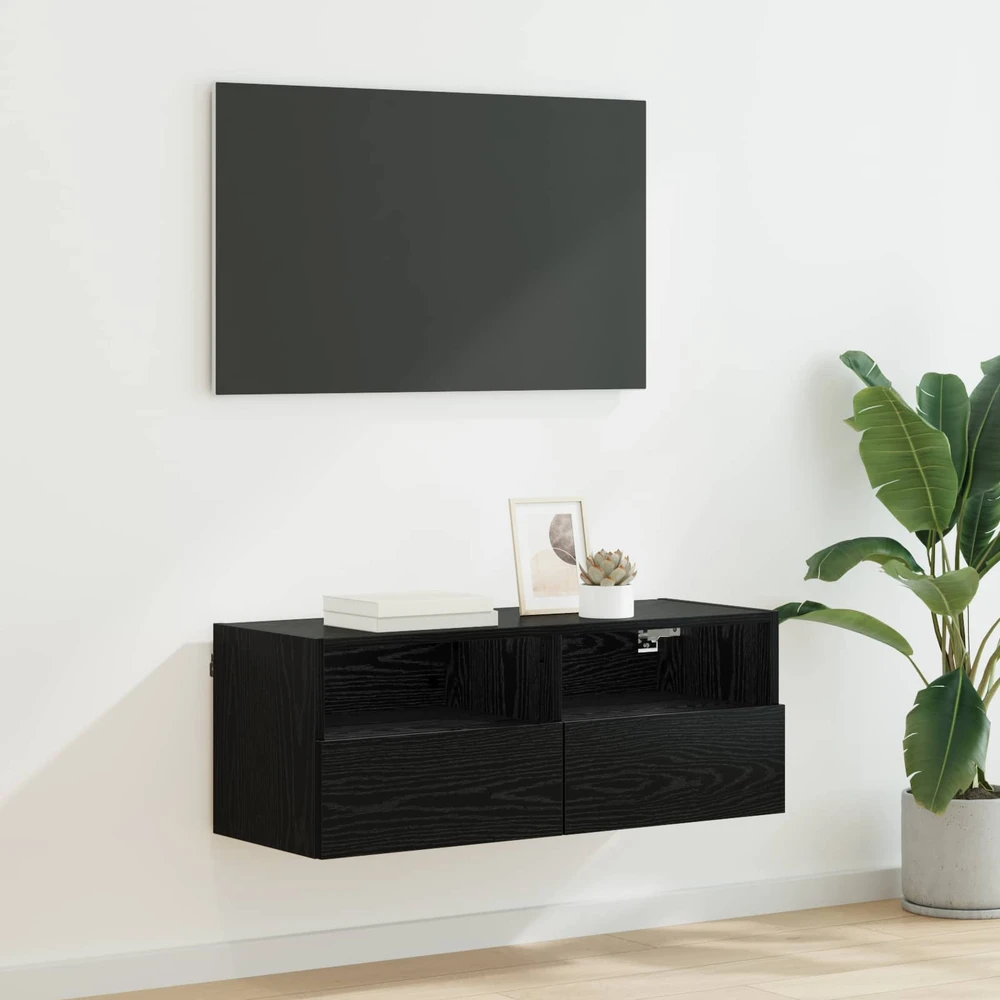 TV staliukas TV sieninė spintelė 80 x 30 x 30 cm Juodas ąžuolas