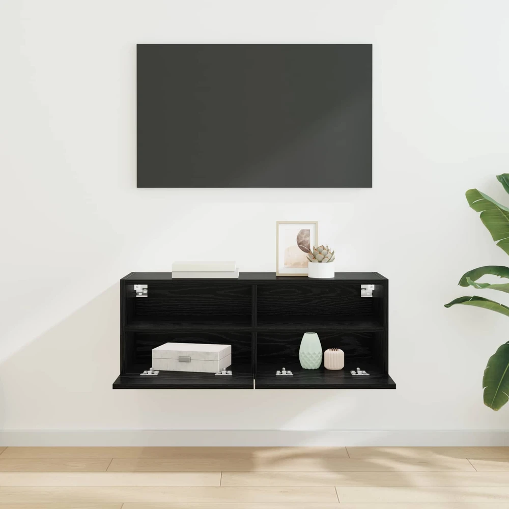 TV staliukas TV sieninė spintelė 80 x 30 x 30 cm Juodas ąžuolas