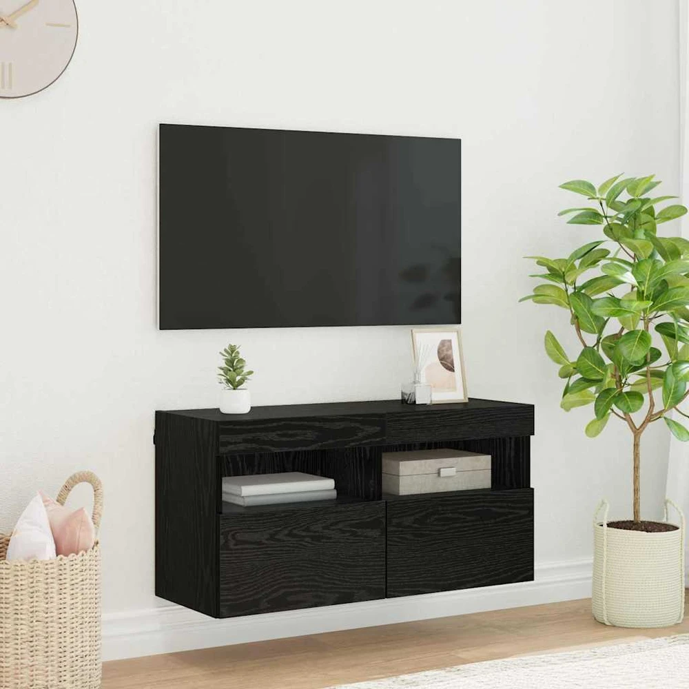 TV staliukas TV sieninė spintelė 80 x 30 x 40 cm Juodas ąžuolas