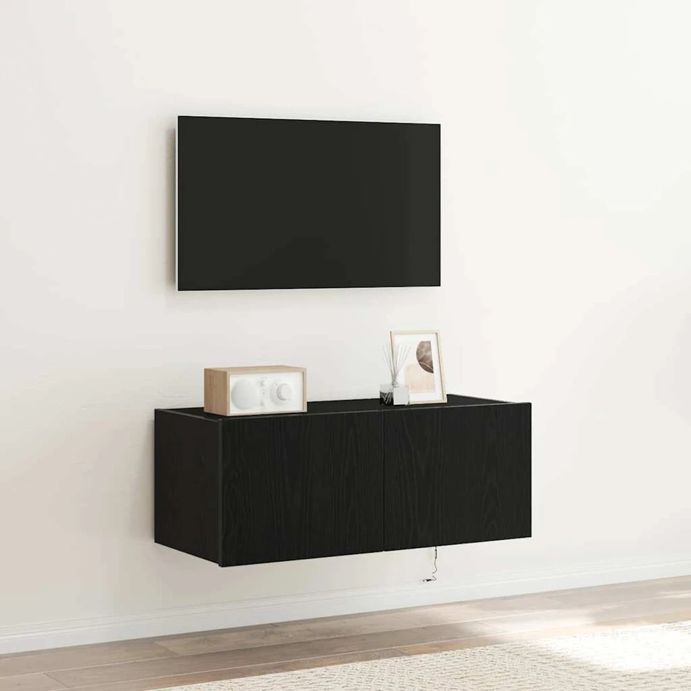 TV staliukas TV sieninė spintelė 80 x 35 x 31 cm Juodas ąžuolas