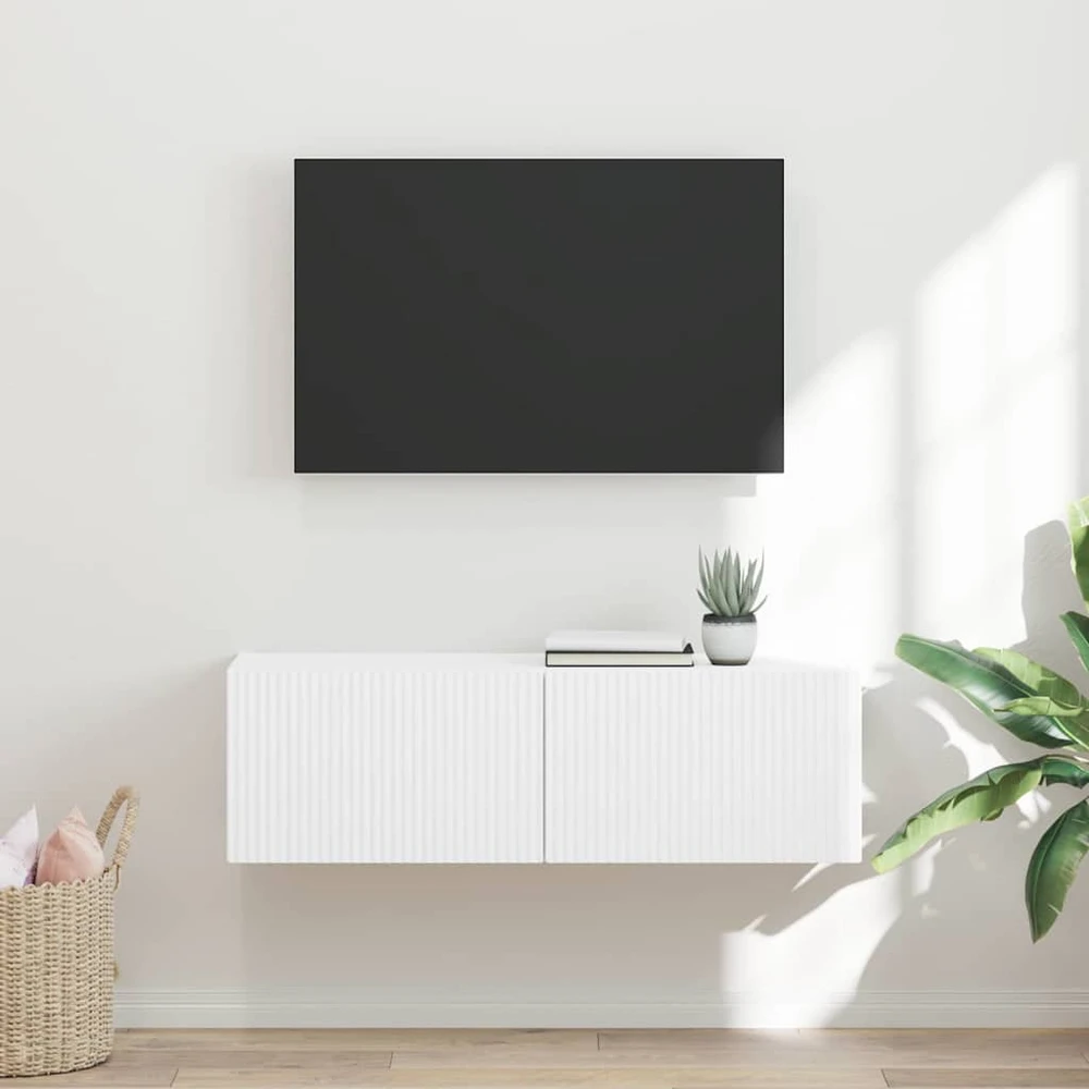 TV staliukas TV sieninė spintelė 98 x 31 x 29,5 cm Balta Apdirbta mediena
