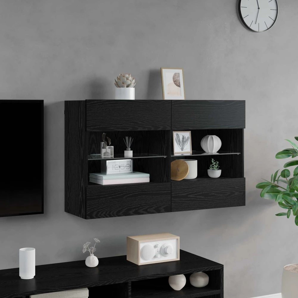TV staliukas TV sieninė spintelė 98,5 x 30 x 60,5 cm Juodas ąžuolas