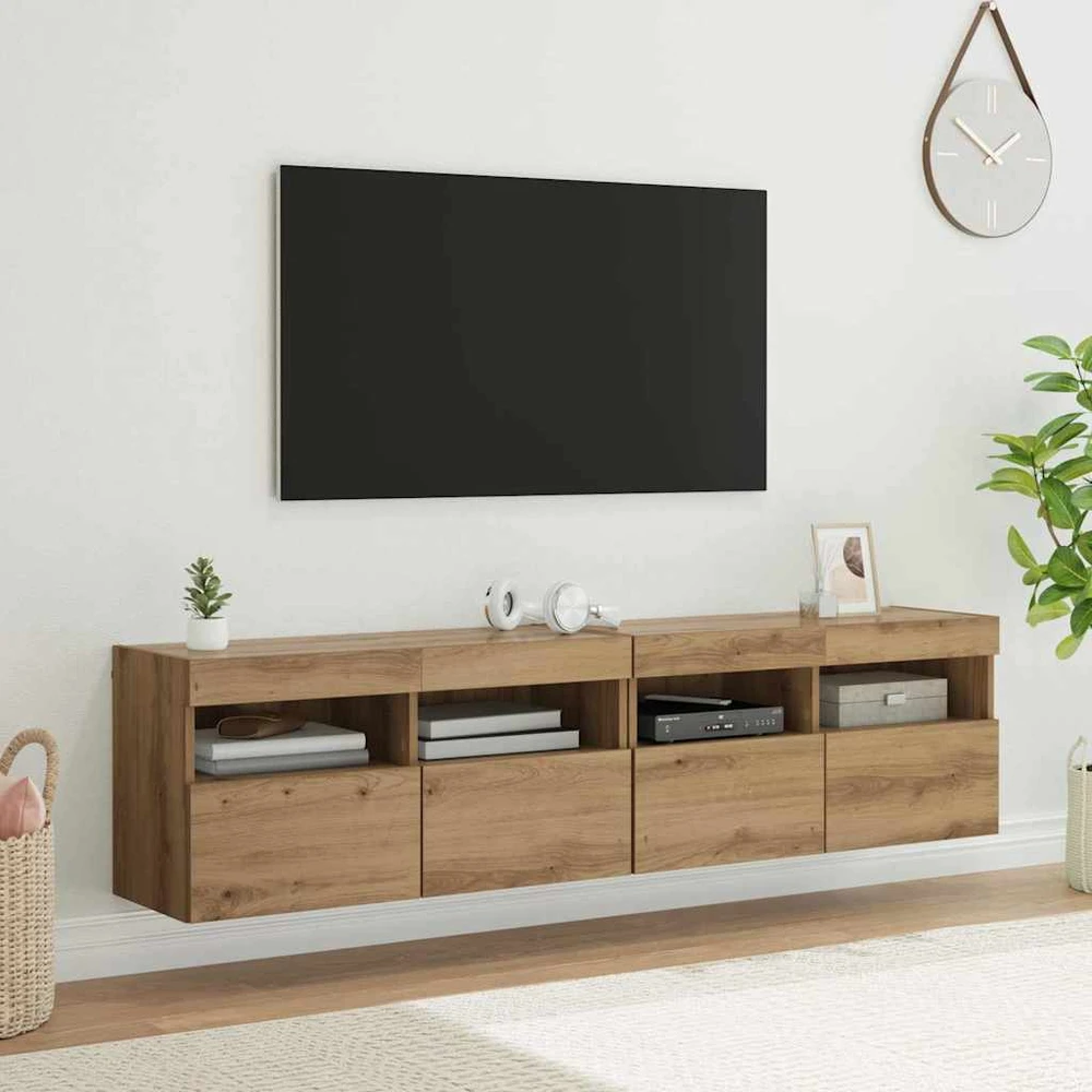 TV staliukas TV sieniniai spintelės 2 vnt. Amatininkų ąžuolas