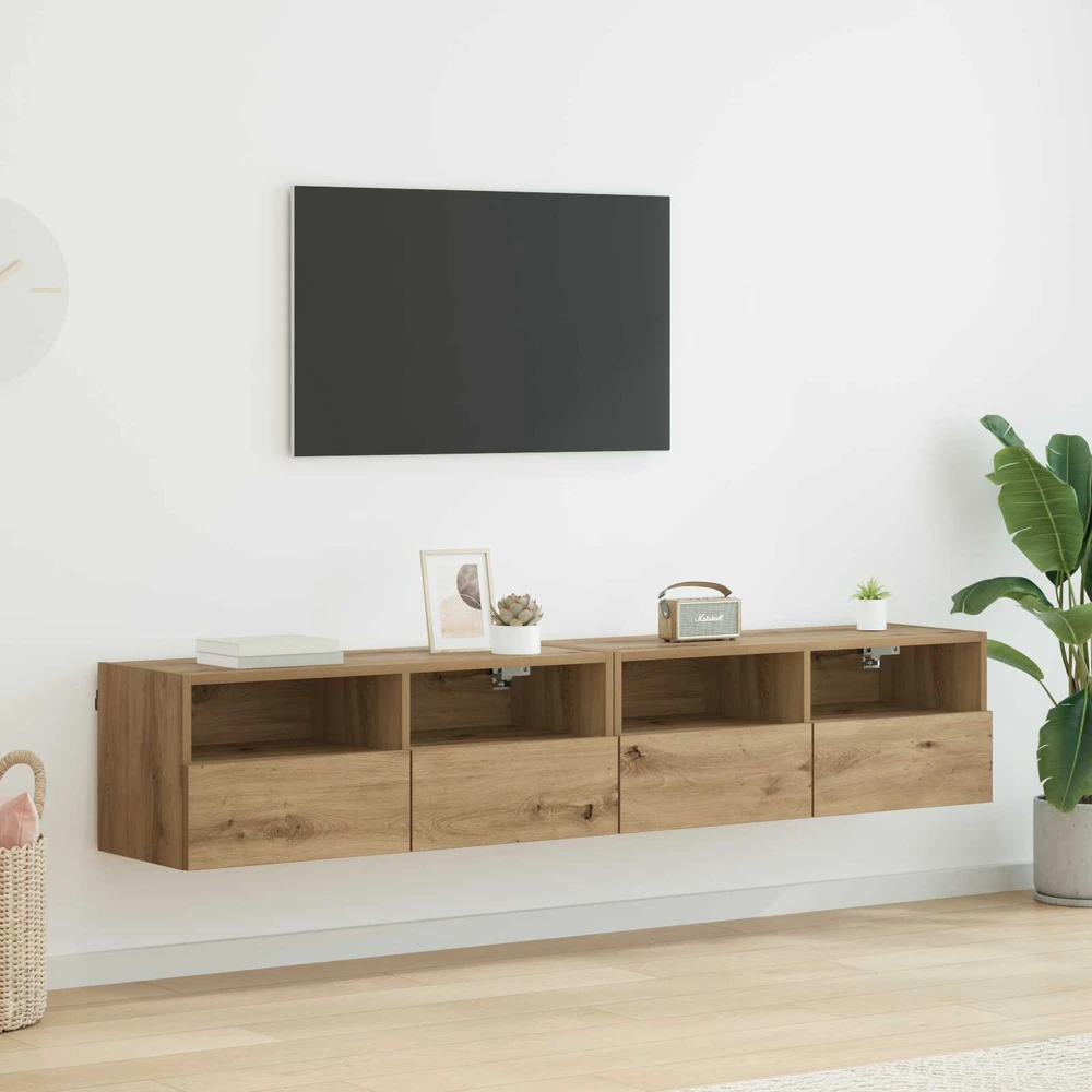 TV staliukas TV sieniniai spintelės 2 vnt. Amatininkų ąžuolas
