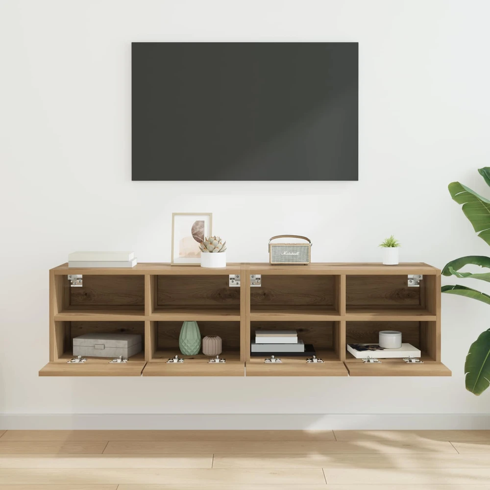 TV staliukas TV sieniniai spintelės 2 vnt. Amatininkų ąžuolas