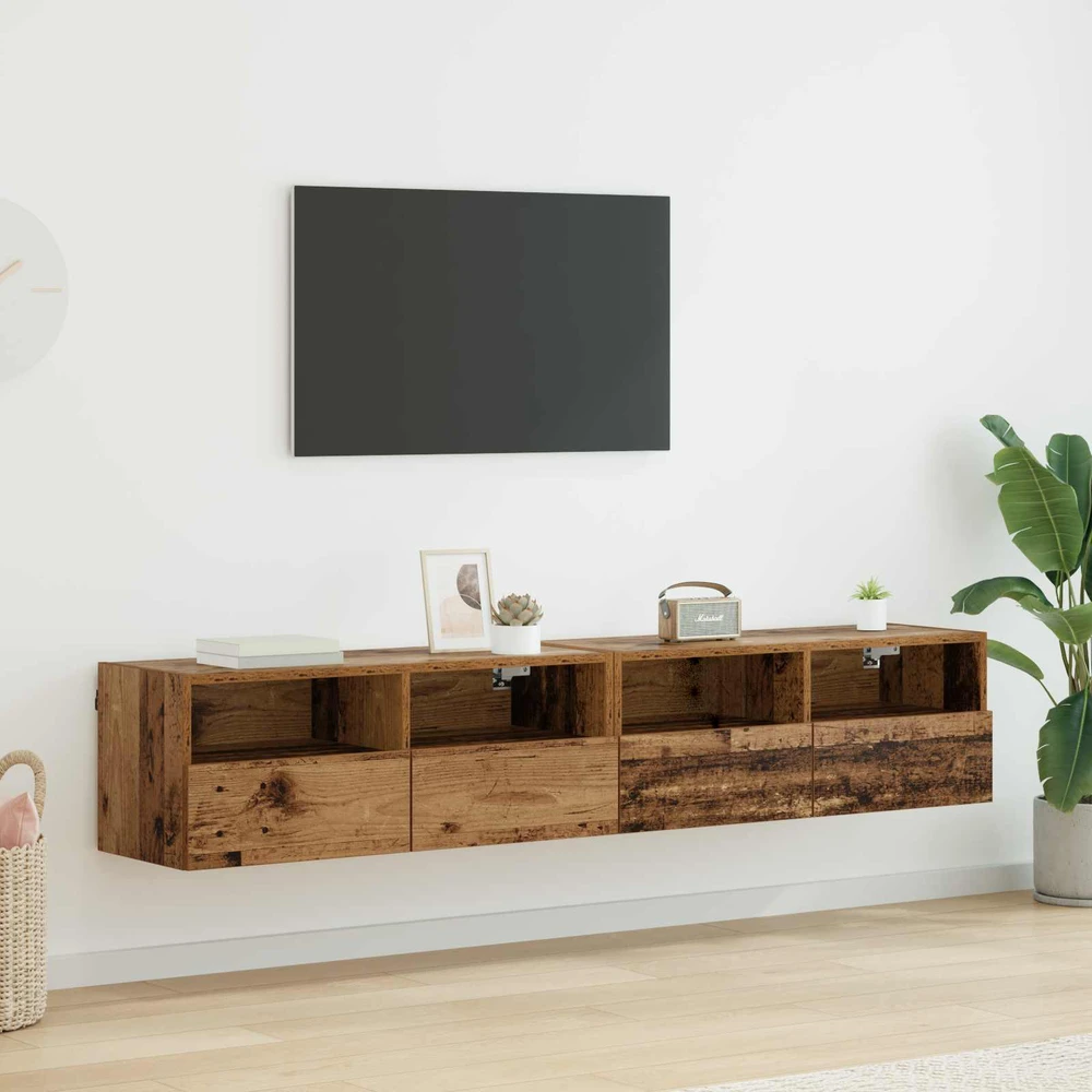 TV staliukas TV sieniniai spintelės 2 vnt. Senovinis medis Apdirbta mediena