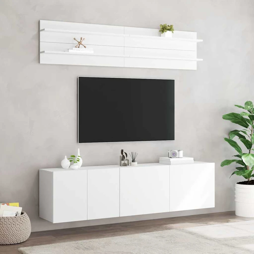 TV staliukas | TV sieniniai vienetai | 6 pcs balta Apdirbta mediena