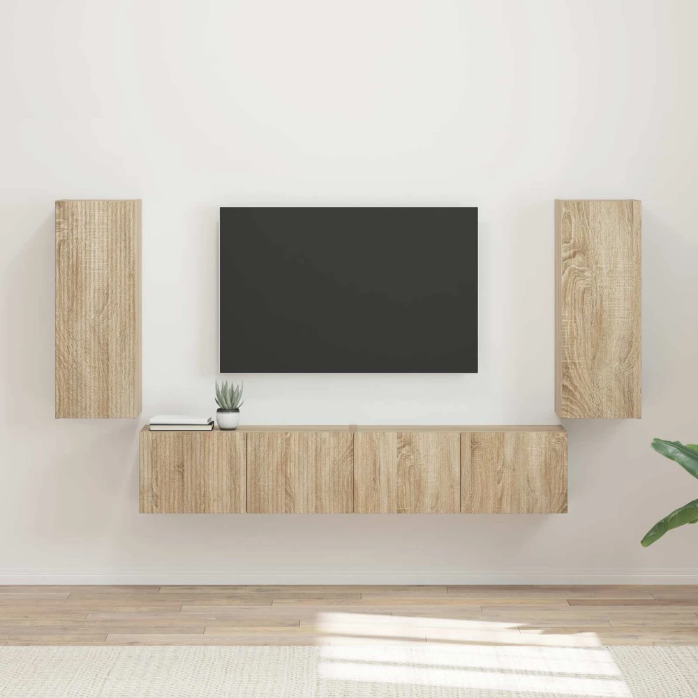 TV staliukas TV sieninio kabineto komplektas 4 vnt. Sonoma ąžuolas