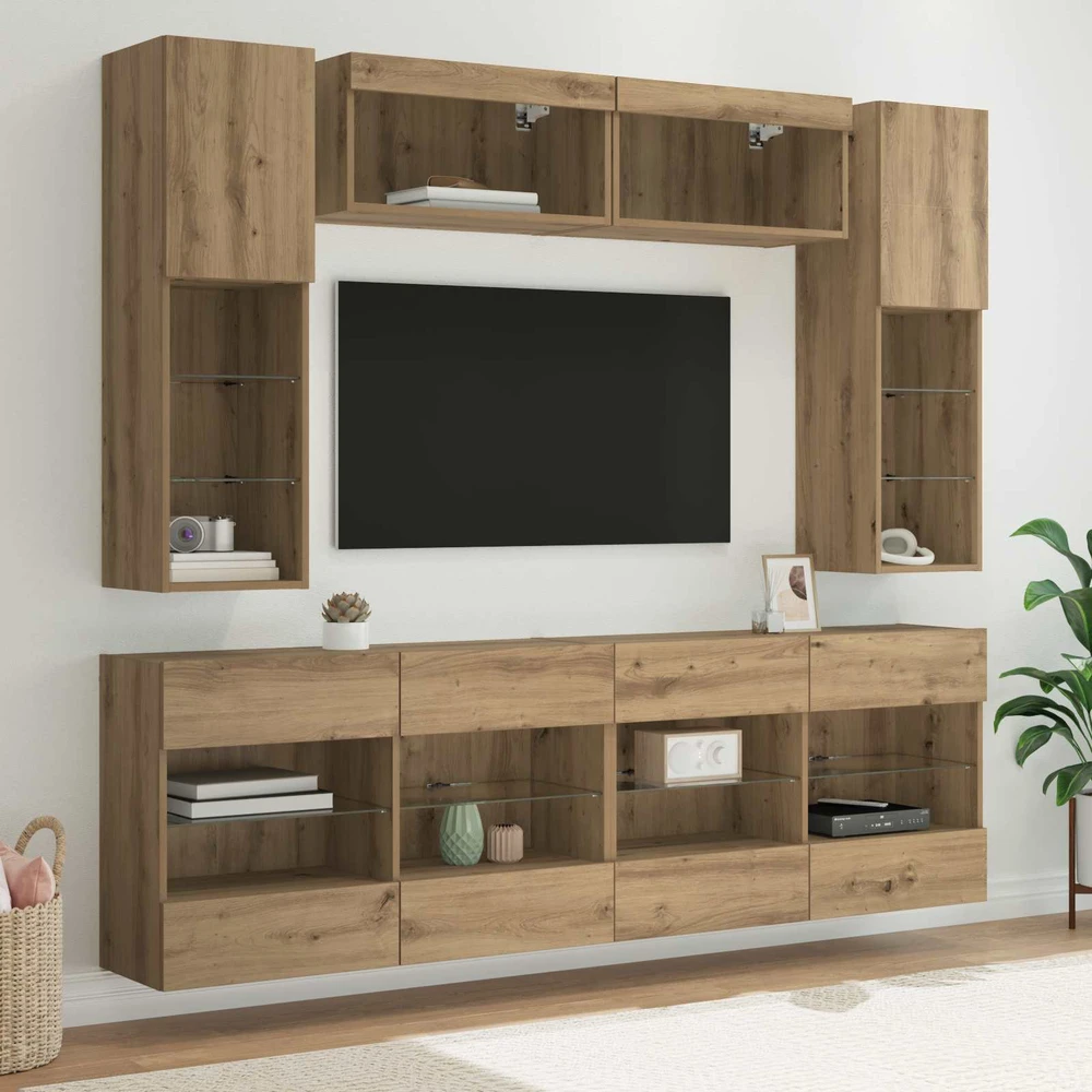 TV staliukas TV sieninio kabineto komplektas 6 vnt. Amatinė Ąžuolas