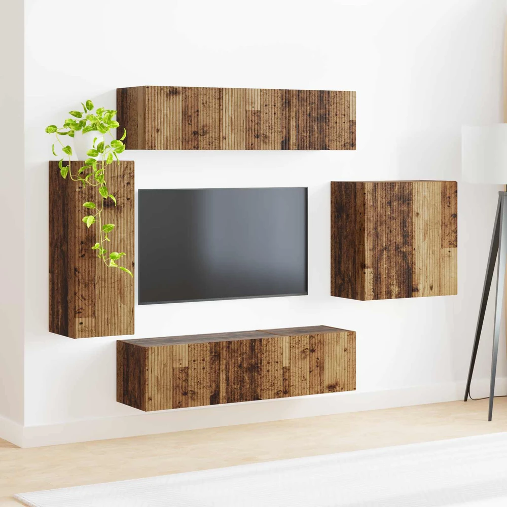 TV staliukas TV sieninio kabineto komplektas 6 vnt. Senovinis medis