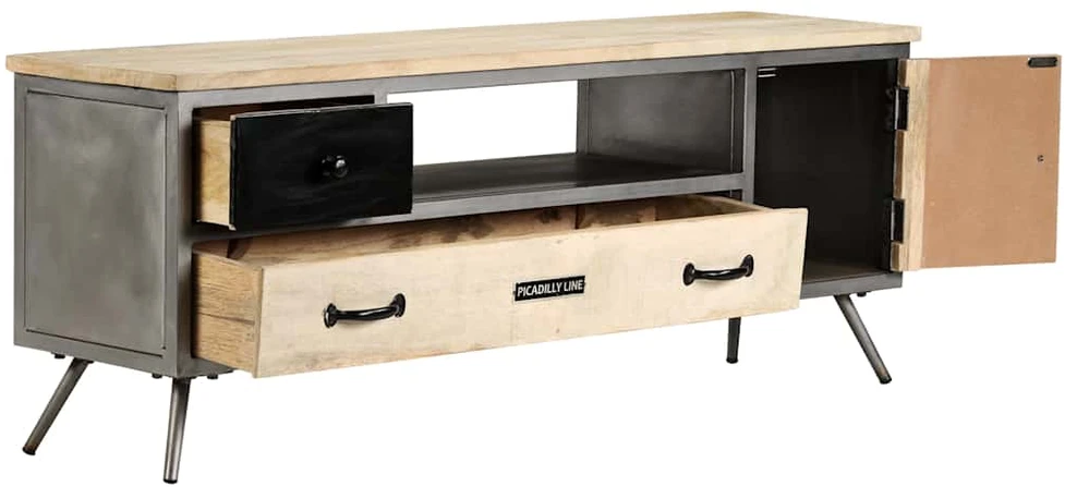 TV staliukas TV spintelė, 120x30x45cm, mango medienos masyvas ir plienas