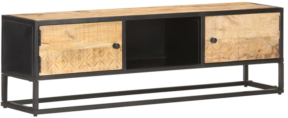 TV staliukas TV spintelė, 130x30x40cm, neapdorotos mango medienos masyvas