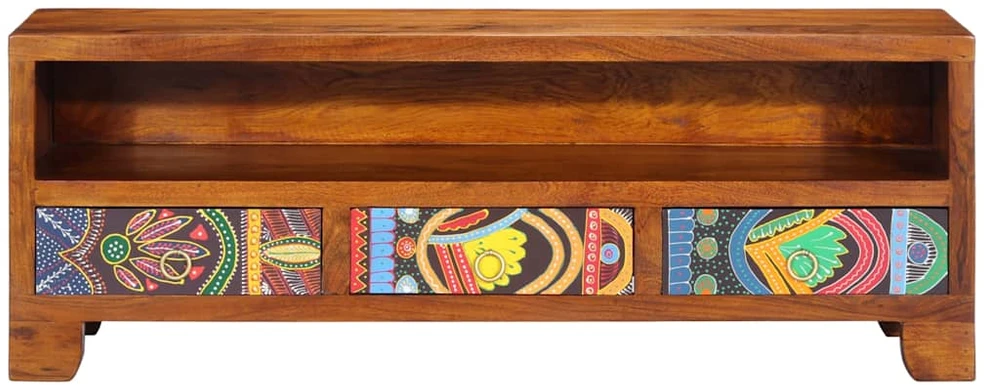 TV Spintelė Daugiaspalvė 110x30x40 Akacijos masyvo