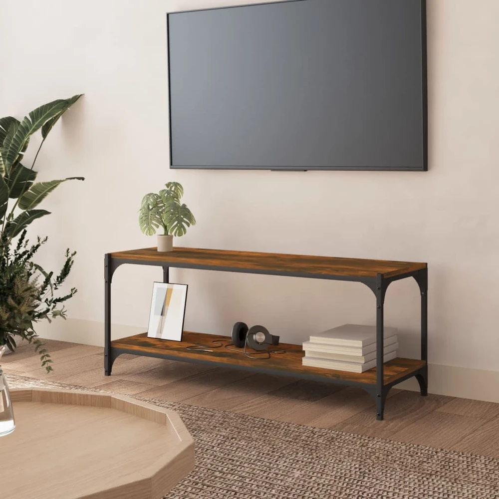TV staliukas TV spintelė, dūminio ąžuolo, 100x33x41cm, mediena ir plienas