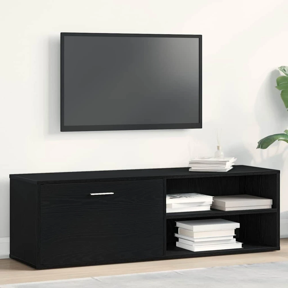 TV staliukas TV spintelė, juodo ąžuolo spalvos, 120x34x37 cm, inžinerinė mediena