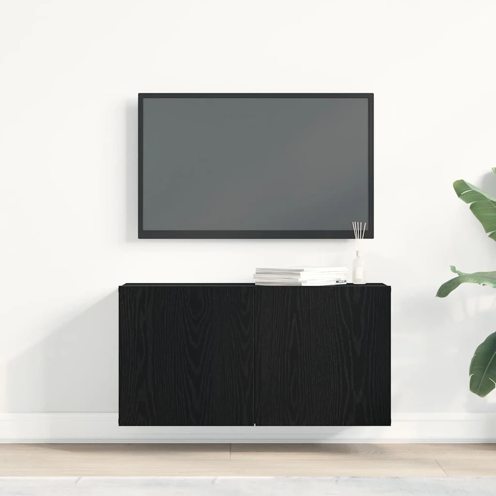 TV spintelė, juodo ąžuolo spalvos, 80x30x41 cm, inžinerinė mediena