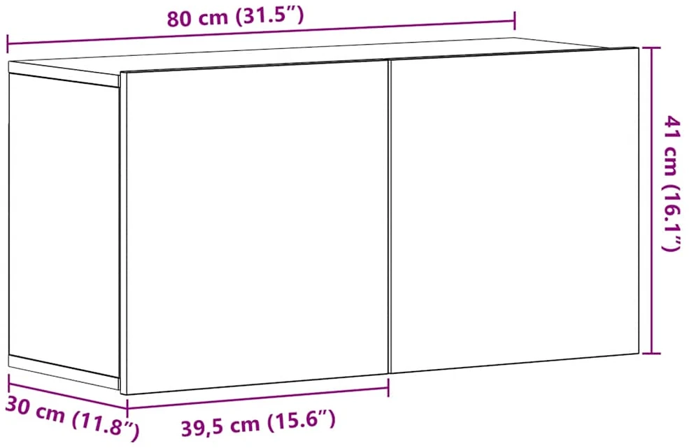 TV spintelė, juodo ąžuolo spalvos, 80x30x41 cm, inžinerinė mediena