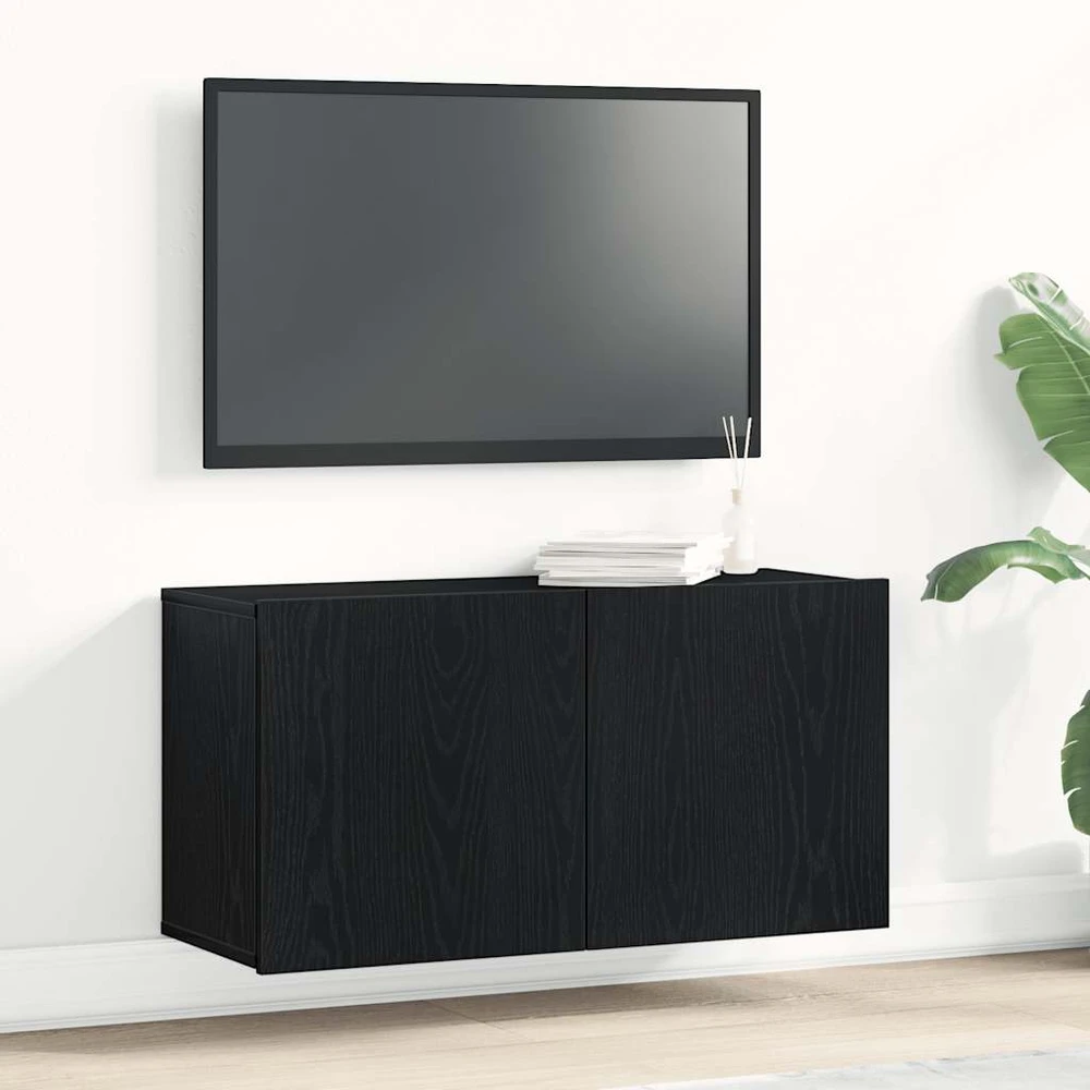TV spintelė, juodo ąžuolo spalvos, 80x30x41 cm, inžinerinė mediena