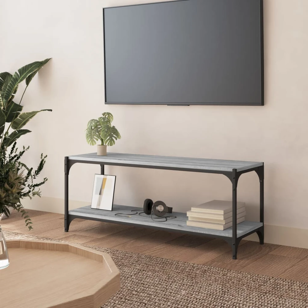 TV staliukas TV spintelė, pilka ąžuolo, 100x33x41cm, mediena ir plienas