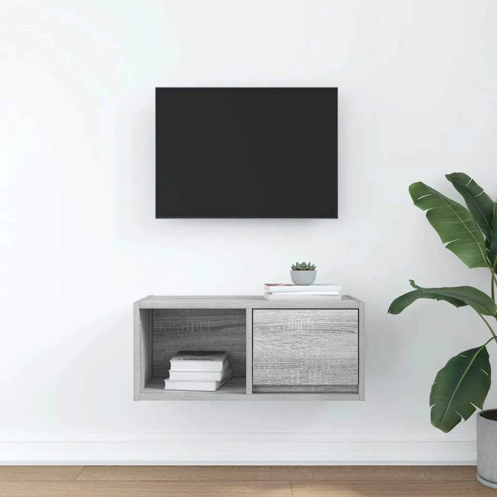 TV staliukas TV spintelė, pilka ąžuolo, 60x31x25,5 cm, apdirbta mediena
