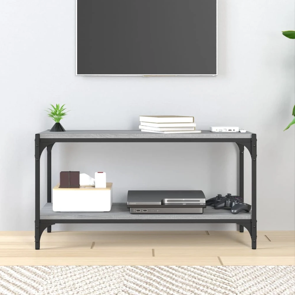 TV staliukas TV spintelė, pilka ąžuolo, 80x33x41cm, mediena ir plienas
