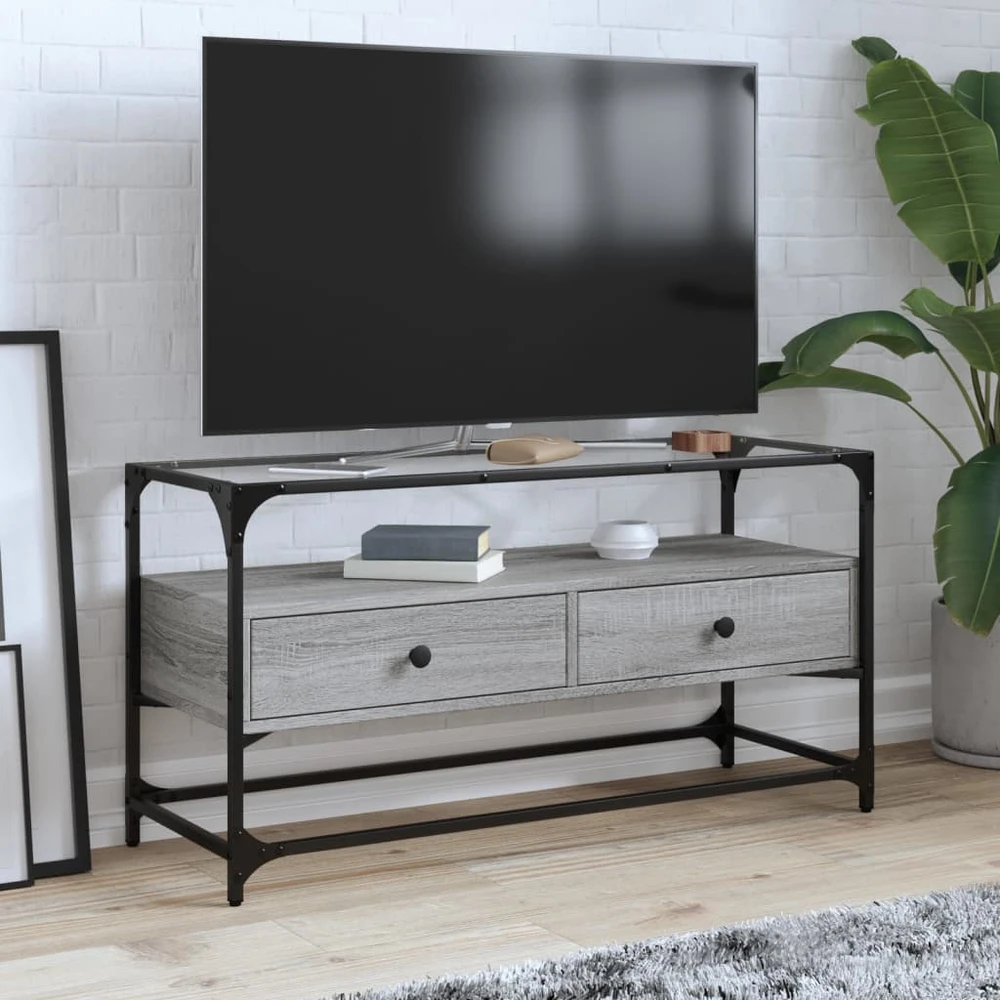 TV staliukas TV spintelė, pilka ąžuolo, 98x35x51cm, mediena