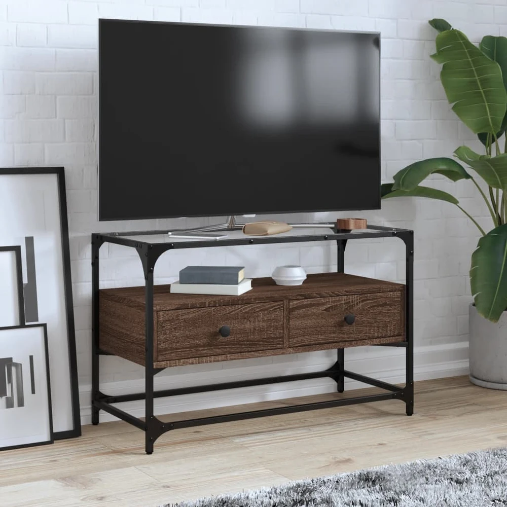 TV staliukas TV spintelė, ruda ąžuolo, 80x35x51cm, mediena