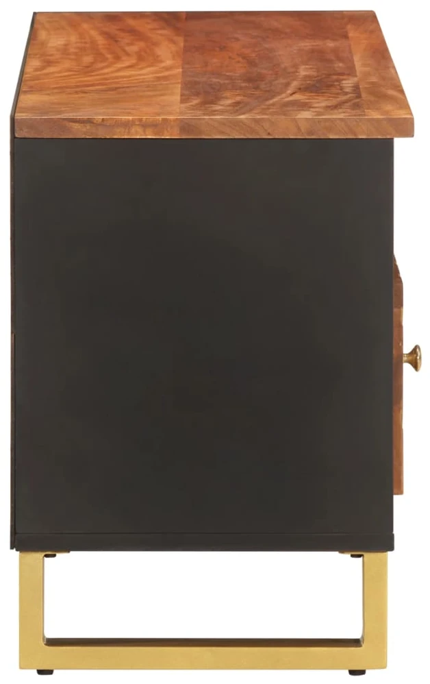 TV staliukas TV spintelė, ruda ir juoda, 100x33,5x46cm, mango masyvas