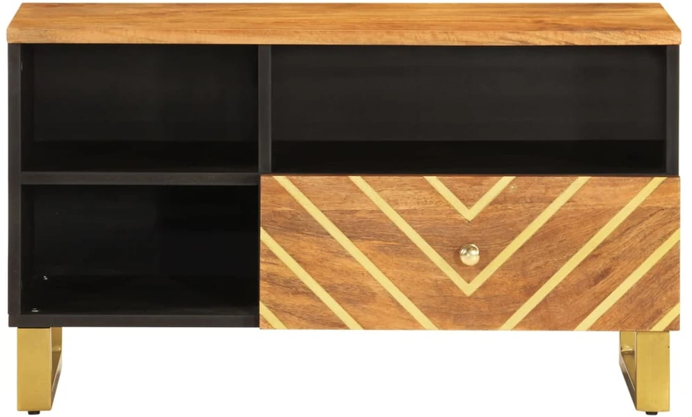 TV staliukas TV spintelė, ruda ir juoda, 80x33,5x46cm, mango masyvas