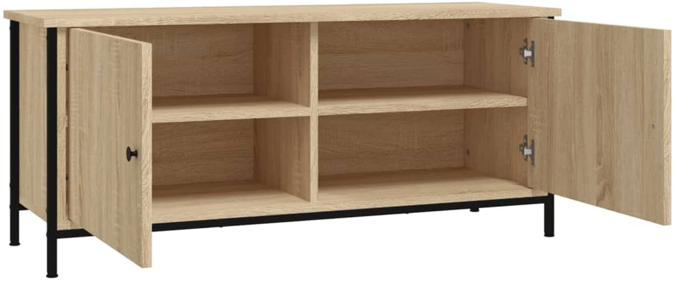 TV staliukas TV spintelė su durelėmis, ąžuolo, 102x35x45cm, apdirbta mediena