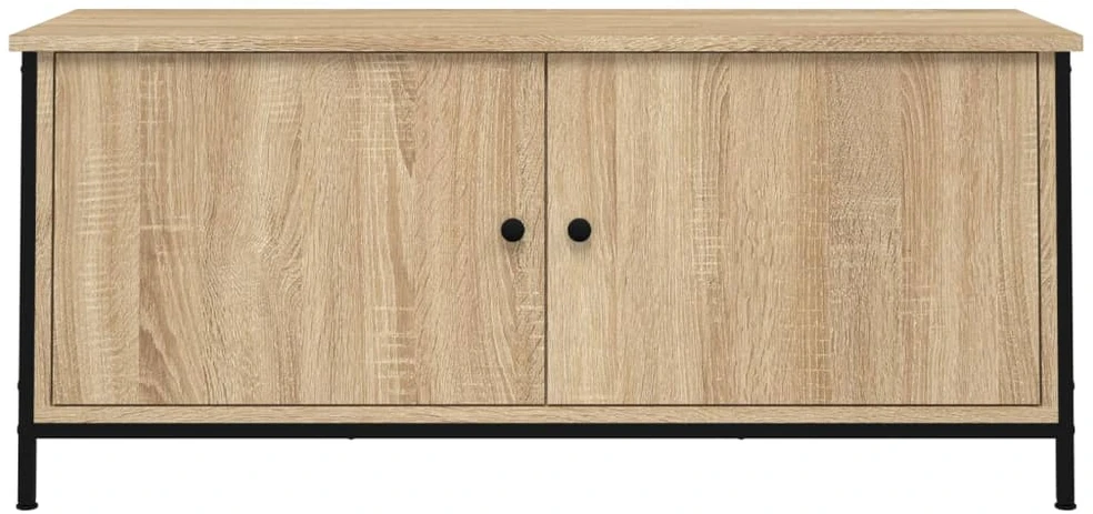 TV staliukas TV spintelė su durelėmis, ąžuolo, 102x35x45cm, apdirbta mediena