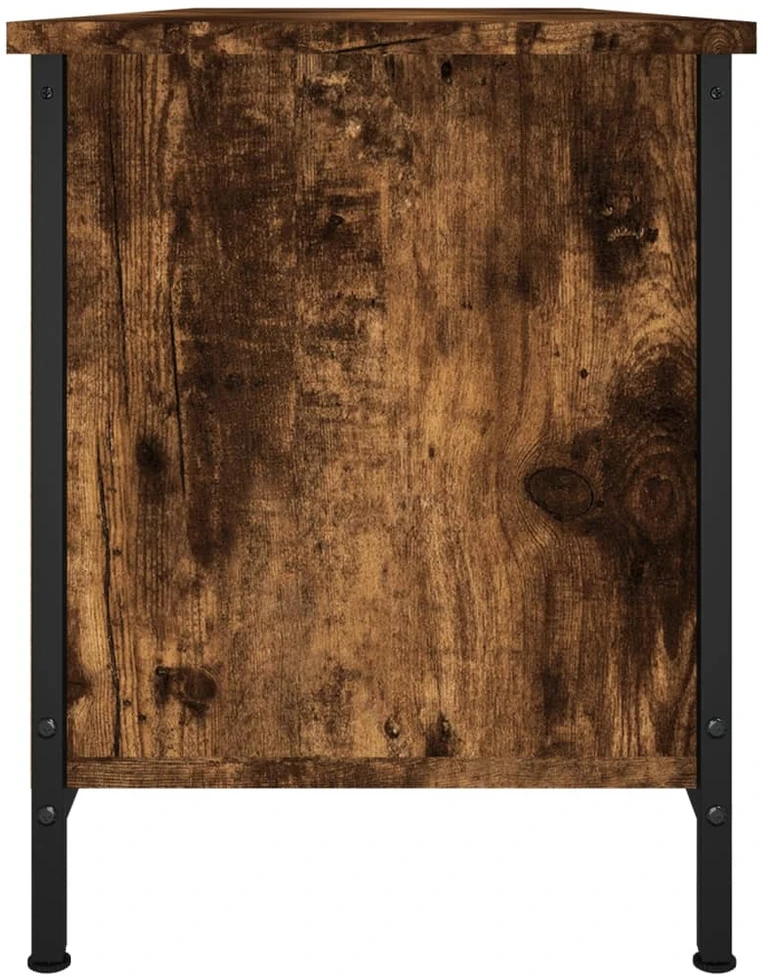 TV staliukas TV spintelė su durelėmis, dūminio ąžuolo, 102x35x45cm, mediena