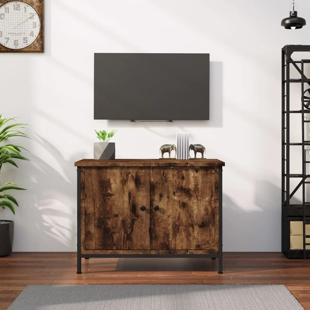 TV staliukas TV spintelė su durelėmis, dūminio ąžuolo, 60x35x45cm, mediena