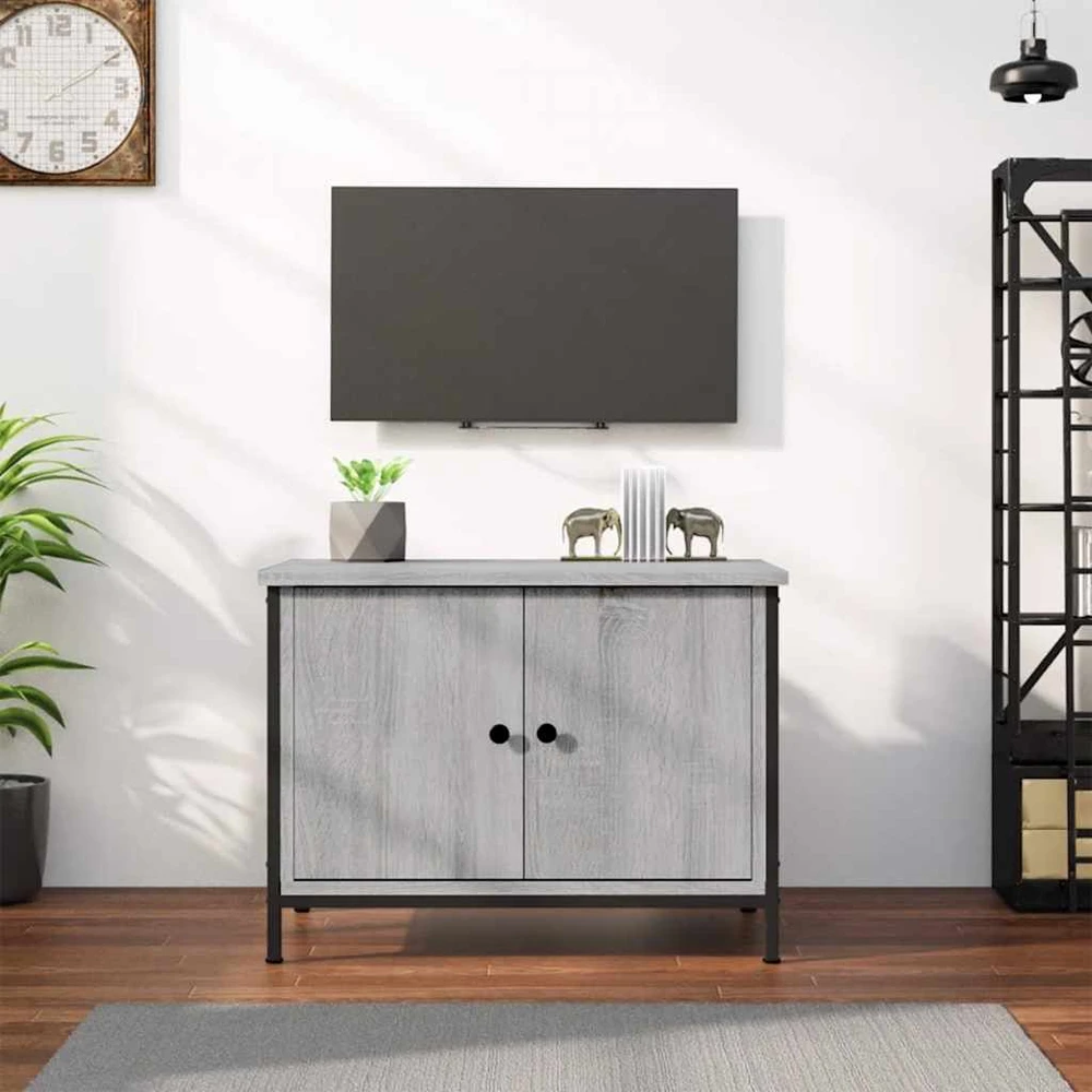 TV spintelė su durelėmis, pilka ąžuolo, 60x35x45cm, mediena