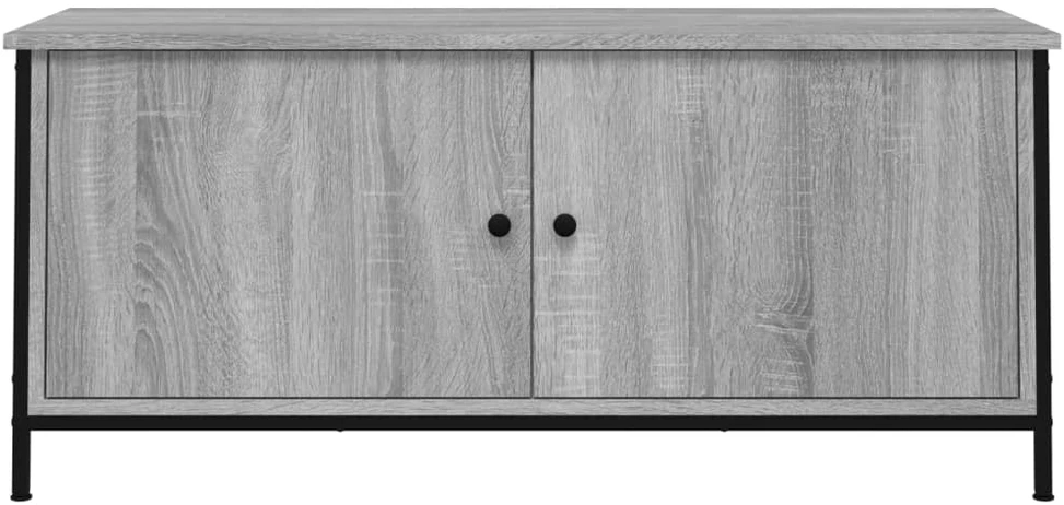 TV staliukas TV spintelė su durelėmis, pilka ąžuolo, 102x35x45cm, mediena