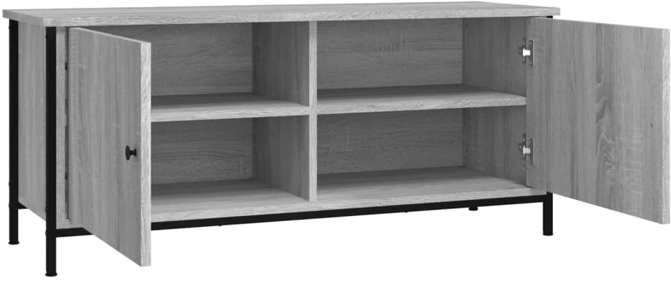 TV staliukas TV spintelė su durelėmis, pilka ąžuolo, 102x35x45cm, mediena