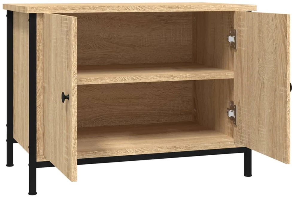 TV staliukas TV spintelė su durelėmis, ąžuolo, 60x35x45cm, mediena